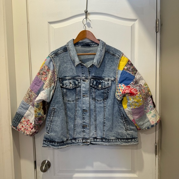 Handmade Jackets & Blazers - Patchwork Sleeve Denim Jacket